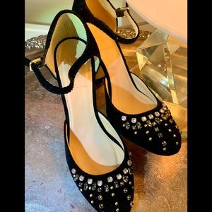 J.Crew Embroidered Satin Pumps Embellished With Crystals Sz 9.5
